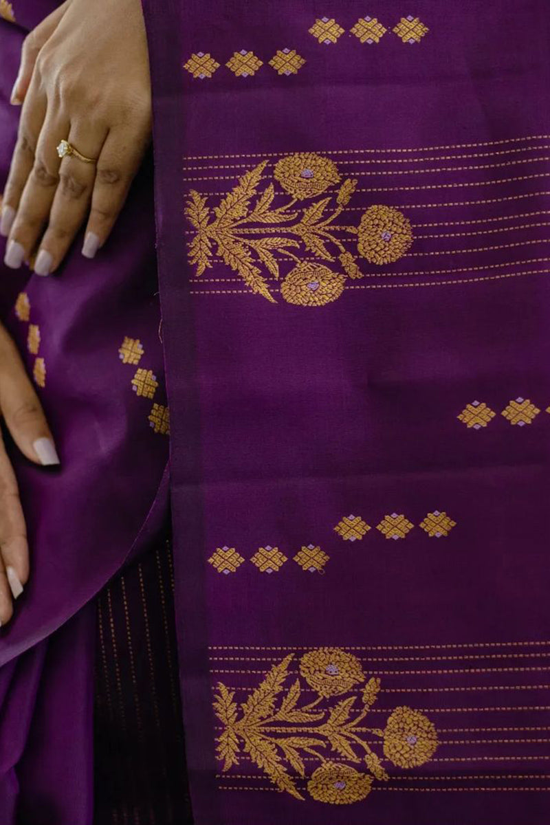 Sempiternal Purple Soft Silk Saree With Beguiling Blouse Piece