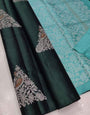 Lassitude Green Soft Silk Saree With Nebula Blouse Piece