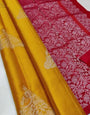 Charismatic Mustard Soft Silk Saree With Exceptional Blouse Piece