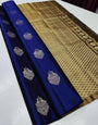 Extraordinary Navy Blue Soft Silk Saree With Rhapsodic Blouse Piece