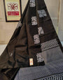 Skinny Black Soft Silk Saree With Tantalizing Blouse Piece