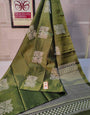 Most Green Soft Silk Saree With Comely Blouse Piece