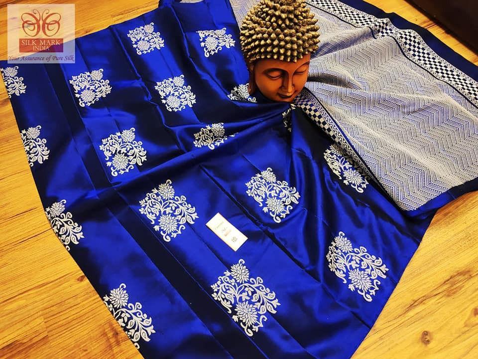 Alluring Royal Blue Soft Silk Saree With Brood Blouse Piece