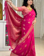Brood Dark Pink Soft Silk Saree With Unique Blouse Piece