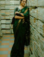 Dulcet Dark Green Cotton Silk Saree With Sensational Blouse Piece