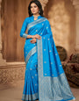 Unequalled Firozi Soft Silk Saree With Capricious Blouse Piece