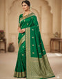 Luminous Green Soft Silk Saree With Cynosure Blouse Piece