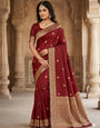 Opulent Maroon Soft Silk Saree With Girlish Blouse Piece