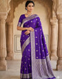 Splendorous Purple Soft Silk Saree With Elegant Blouse Piece
