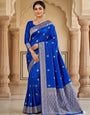 Posh Royal Blue Soft Silk Saree With Elision Blouse Piece