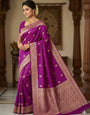 Improbable Wine Soft Silk Saree With Exceptional Blouse Piece