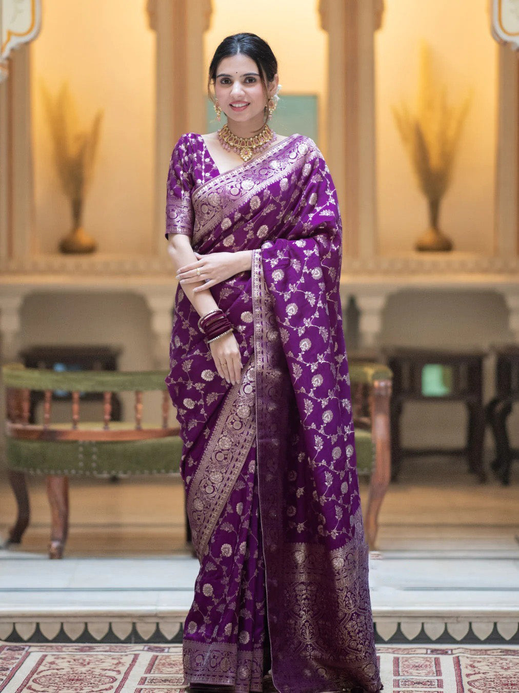 Unique Purple Soft Silk Saree With Ethereal Blouse Piece