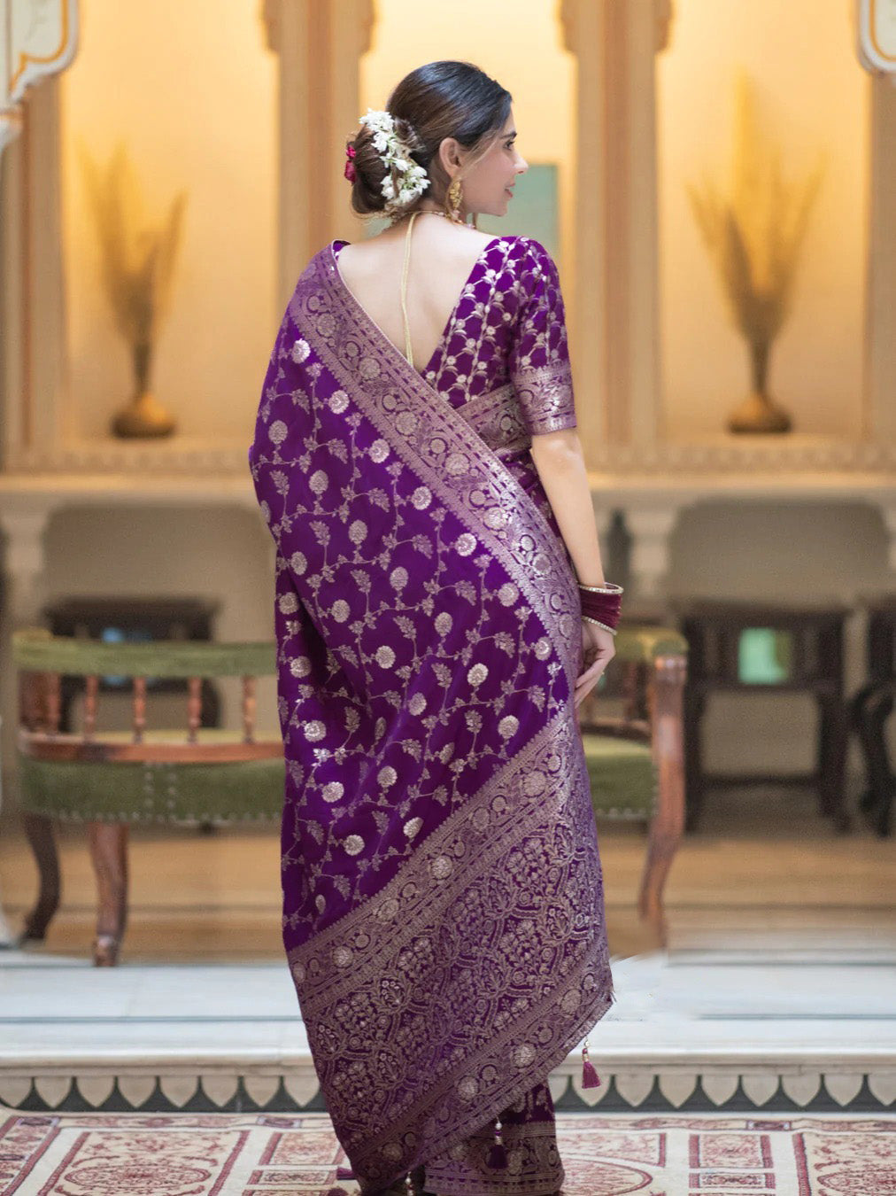 Unique Purple Soft Silk Saree With Ethereal Blouse Piece