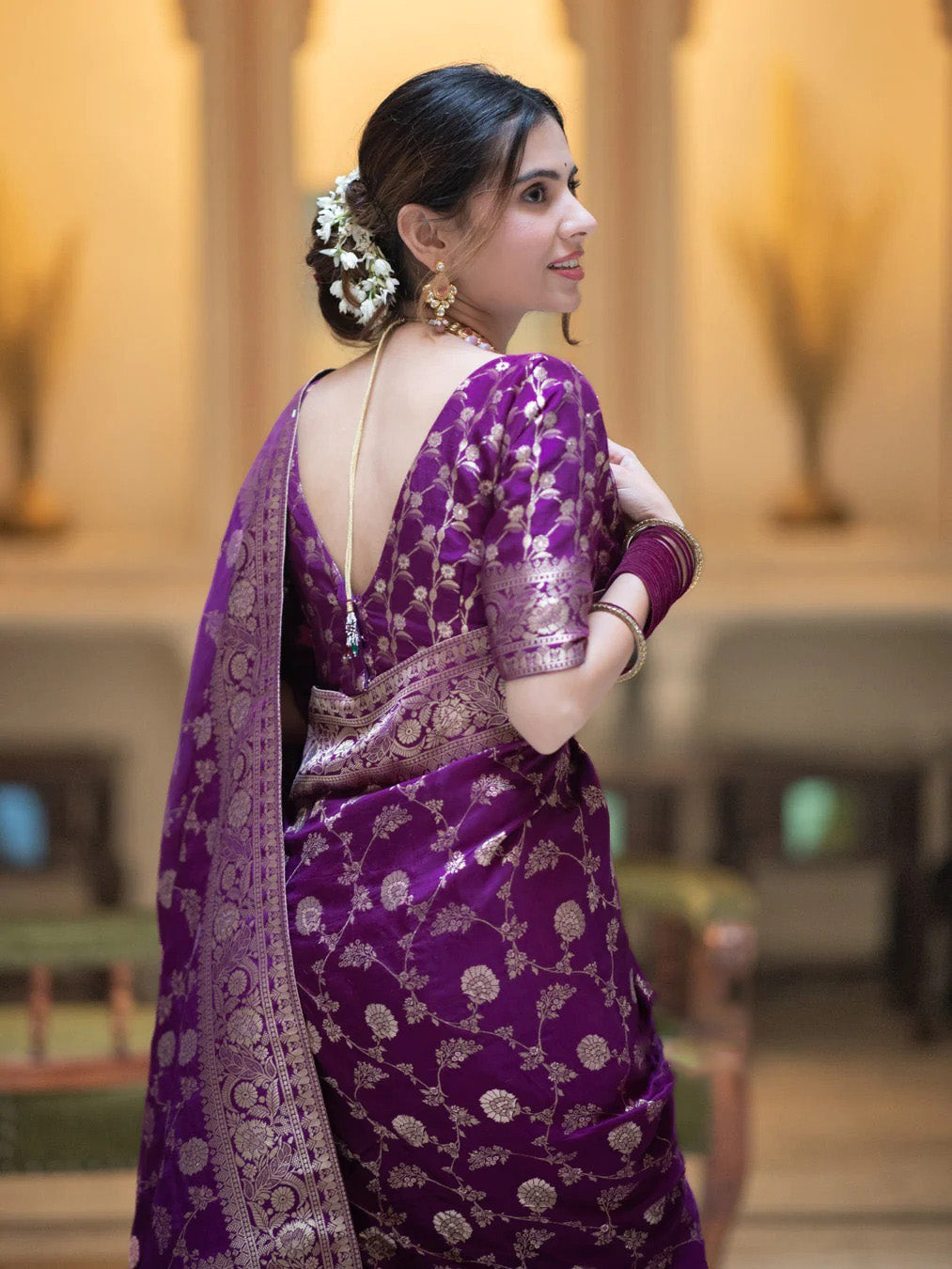 Unique Purple Soft Silk Saree With Ethereal Blouse Piece