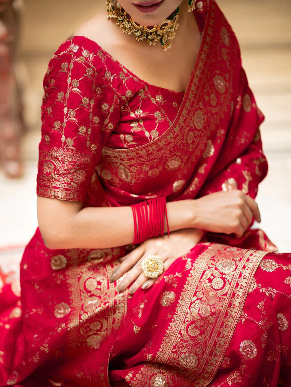 Stylish Red Soft Silk Saree With Diaphanous Blouse Piece