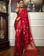 Desultory Red Soft Silk Saree With Adoring Blouse Piece