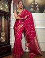 Ravishing Dark Pink Soft Silk Saree With Ineffable Blouse Piece