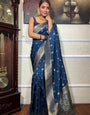 Moiety Navy Blue Soft Silk Saree With Entrancing Blouse Piece