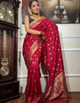 Tremendous Red Soft Silk Saree With Transcendent Blouse Piece