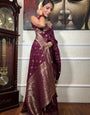 Extraordinary Wine Soft Silk Saree With Symmetrical Blouse Piece