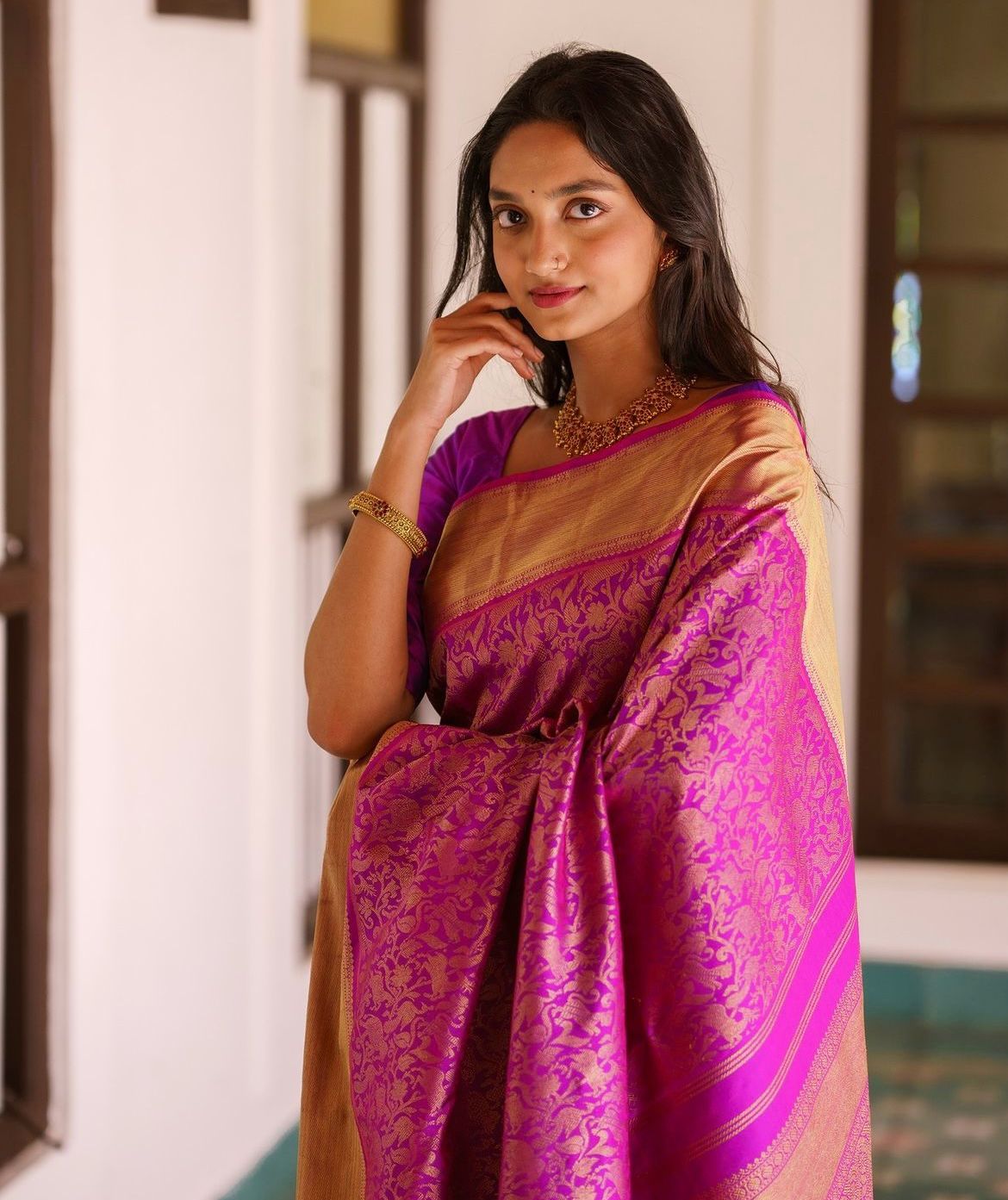 Serendipity Magenta Soft Silk Saree With Desuetude Blouse Piece