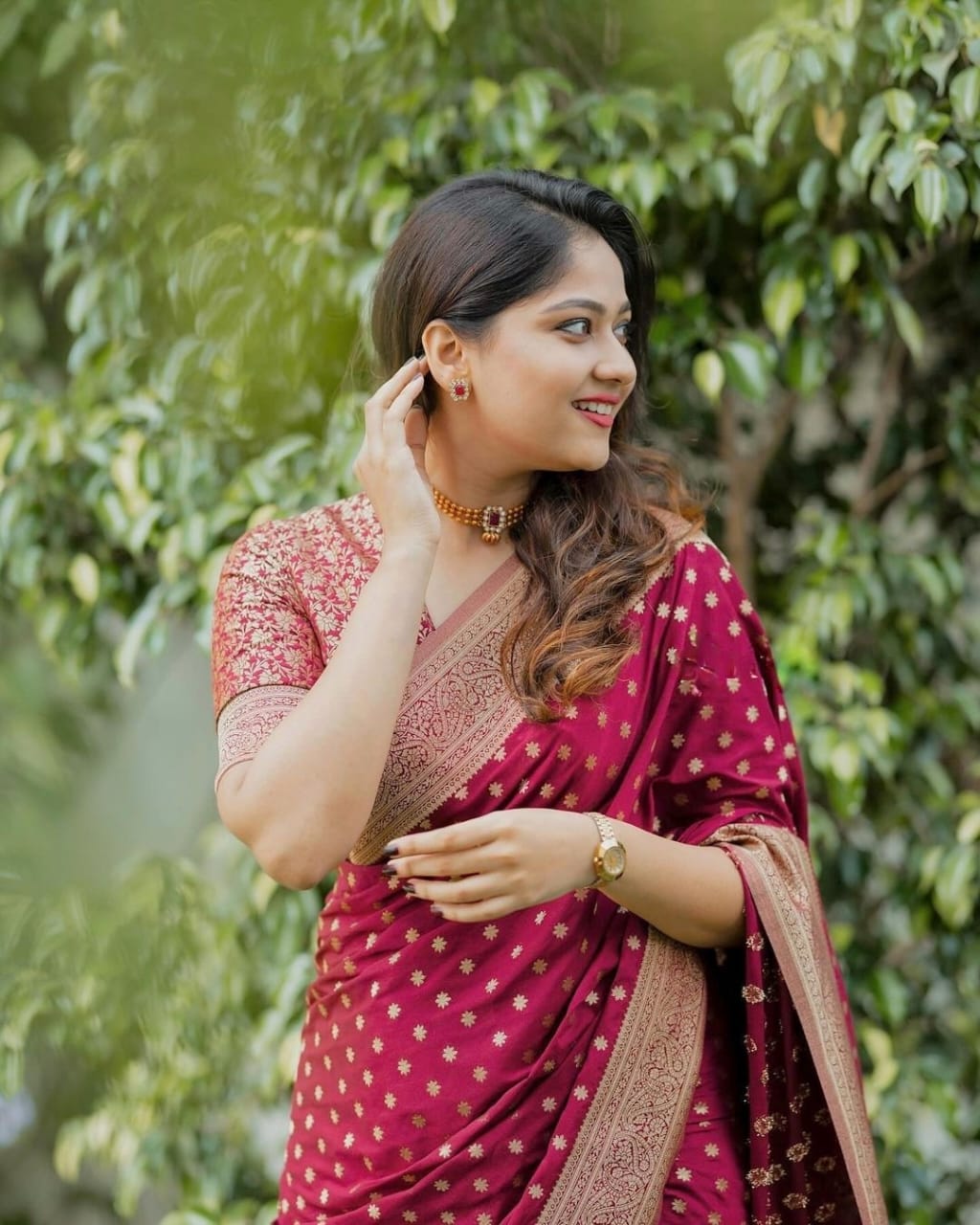 Ethnic Maroon Soft Silk Saree With Charming Blouse Piece