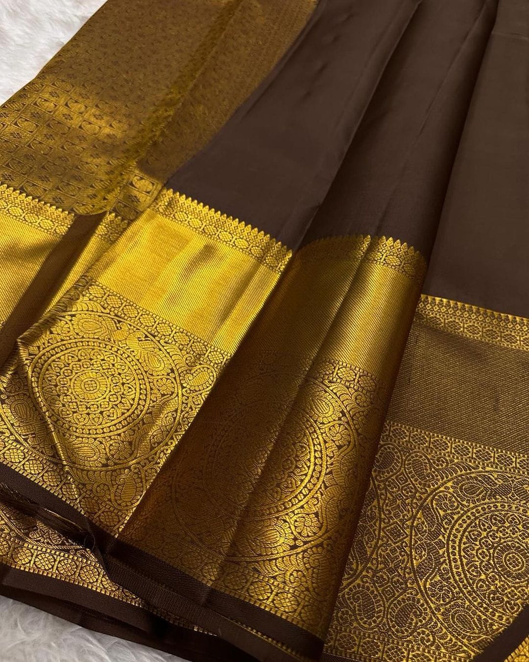 Vibrant Brown Soft Silk Saree With Comely Blouse Piece