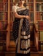 Quixotic Black Soft Silk Saree With Admirable Blouse Pieced