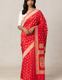 Unequalled Red Soft Silk Saree With Ethereal Blouse Pieced