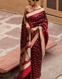 Nectarous Wine Soft Silk Saree With Fantabulous Blouse Pieced