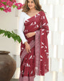 Flattering Maroon Cotton Silk Saree With Innovative Blouse Piece