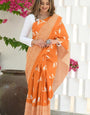 Adorning Orange Cotton Silk Saree With Jazzy Blouse Piece