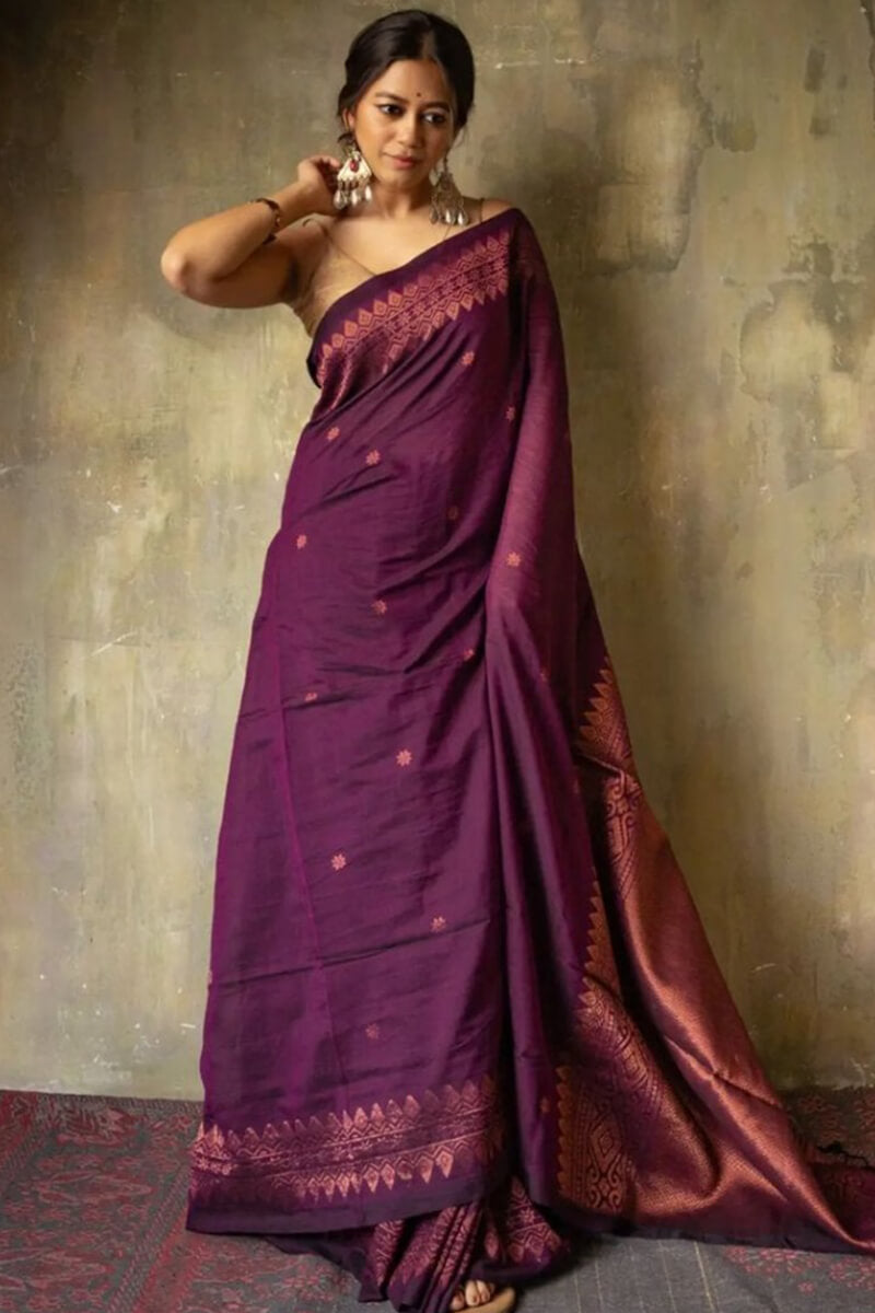 Ratatouille Purple Soft Silk Saree With Sempiternal  Blouse Piece