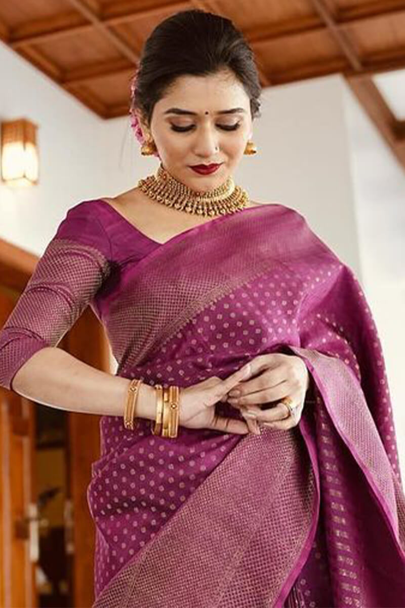 Smashing Purple Soft Silk Saree With Enchanting Blouse Piece