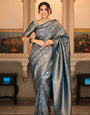 Outstanding Blue Soft Silk Saree With Beautiful Blouse Piece