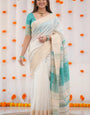 Tremendous Beige Cotton Silk Saree With Gorgeous Blouse Piece