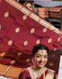 Gorgeous Wine Soft Banarasi Silk Saree With Engrossing Blouse Piece