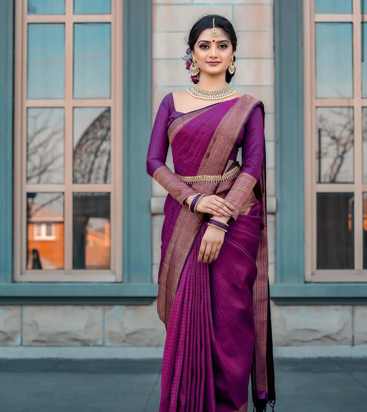 Zephyr Purple Soft Silk Saree With Amazing Blouse Piece