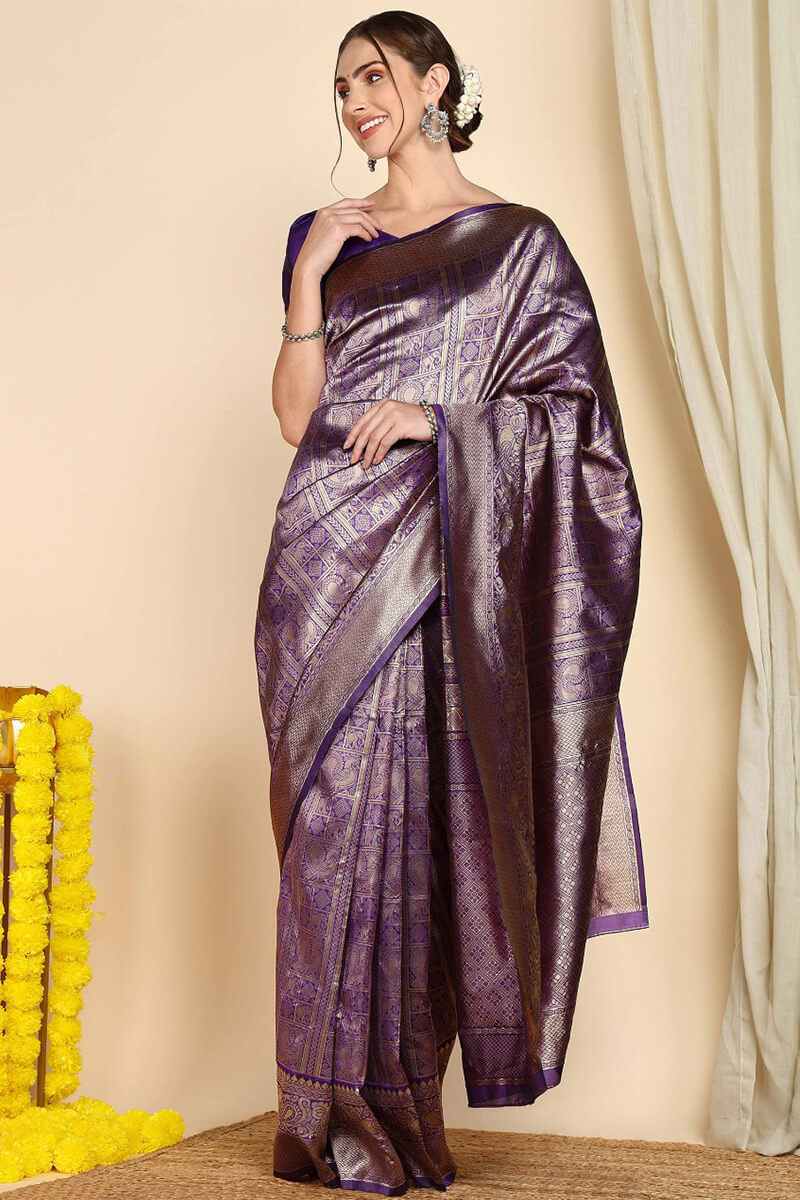 Invaluable Royal Blue Soft Silk Saree With Impressive Blouse Pieced