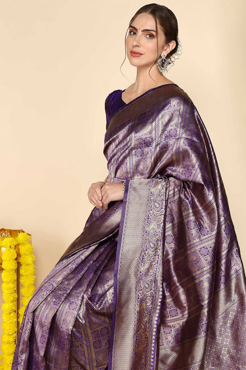 Invaluable Royal Blue Soft Silk Saree With Impressive Blouse Pieced