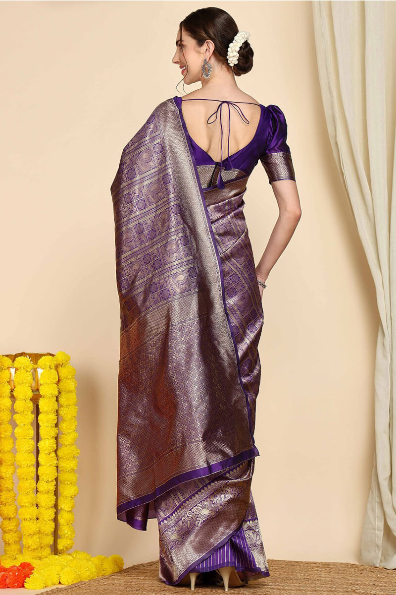 Invaluable Royal Blue Soft Silk Saree With Impressive Blouse Pieced