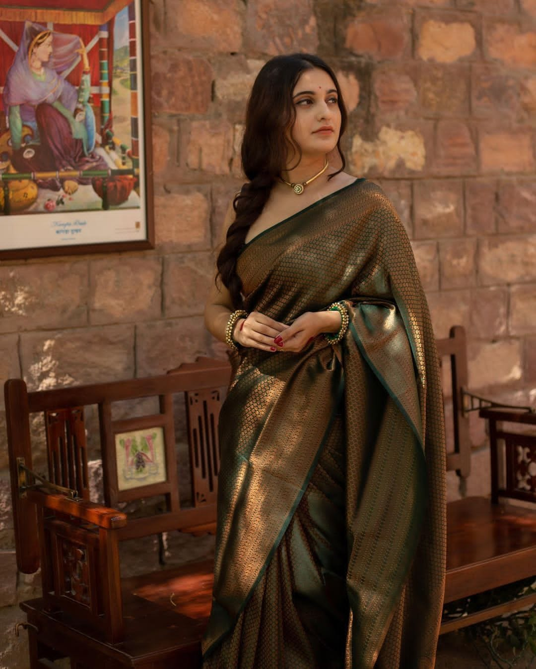 Bucolic Dark Green Soft Silk Saree With Enigmatic Blouse Piece