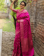 Blissful Dark Pink Soft Silk Saree With Traditional Blouse Piece