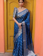 Most Rama Soft Silk Saree With Exquisite Blouse Piece