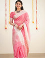 Improbable Pink Cotton Silk Saree With Flaunt Blouse Piece