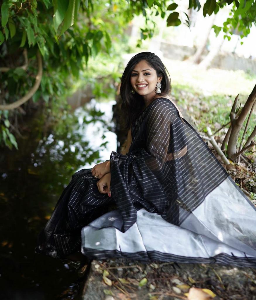 Palimpsest Black Soft Silk Saree With Inimitable Blouse Piece