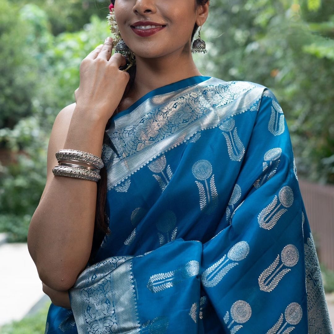 Wonderful Blue Soft Silk Saree With Sempiternal Blouse Piece