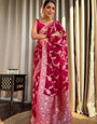 Ethereal Dark Pink Soft Silk Saree With Resonant Blouse Piece