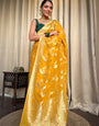 Sizzling Yellow Soft Silk Saree With Beautiful Blouse Piece