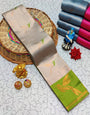 Pleasant Beige Soft Banarasi Silk Saree With Scrupulous Blouse Piece